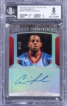 2005-06 UD "Exquisite Collection" Exquisite Enshrinements #EEAI Andre Iguodala Signed Card (#25/25) - BGS NM-MT 8/BGS 10